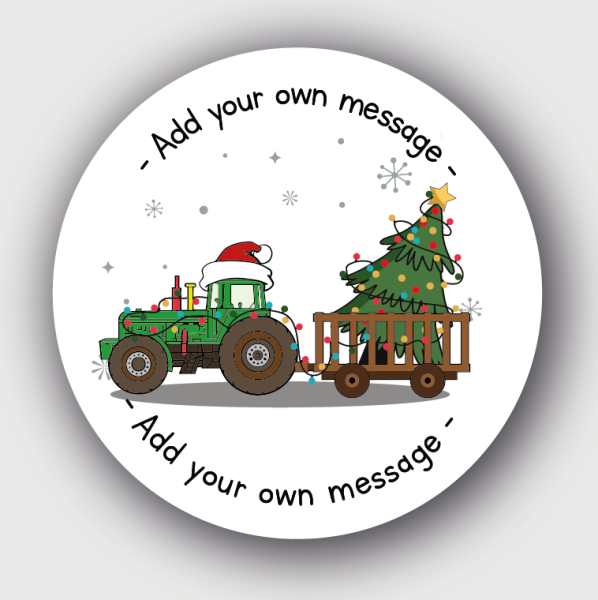 24 Personalised Christmas Stickers Tractor